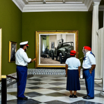 Revolution Museum**

"Inside the Revolution Museum, Havana, Cuba. Exhibits include photos of Fidel Castro and Che Guevara, revolutionary artifacts, and historical weapons. The interior features grand colonial architecture. Safe for work, appropriate content, fully clothed visitors observing the displays. Perfect anatomy, correct proportions, natural pose, professional photography, high quality, modest attire, family-friendly."

**