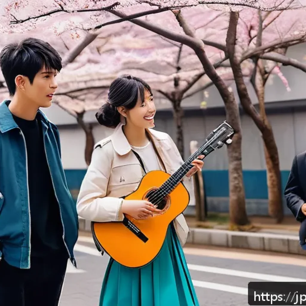 미국과 쿠바 관계 변화 - A vibrant scene depicting cultural exchange between young Japanese and Cuban people in a modern urba...
